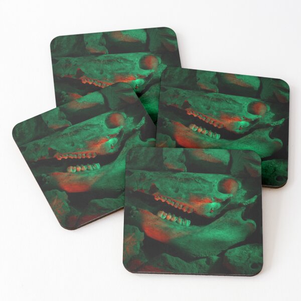 Item preview, Glowing Neon Green & Red Cow Skulls Design designed and sold by EarthArtDesigns.