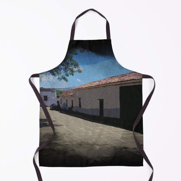 Item preview, Watercolor colonial street of old houses in Colombia black background designed and sold by FDbubble1986.