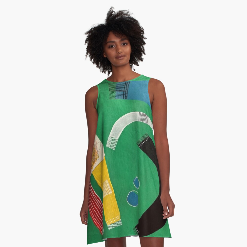 Green Rug Bugs A-Line Dress