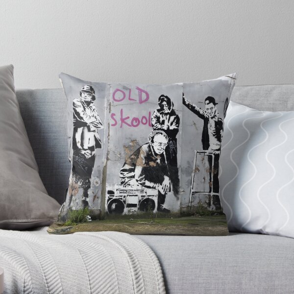 Banksy, Old Skool, London Throw Pillow