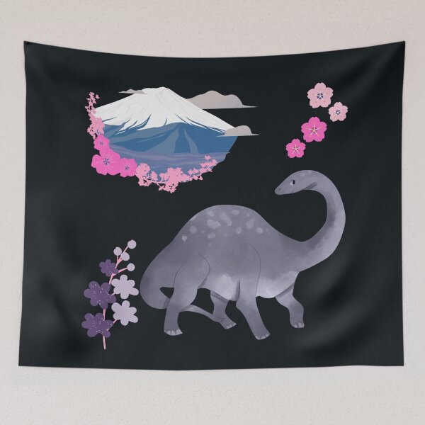 Item preview, Dinosaur And Volcano With Pretty Flowers designed and sold by H3designs.
