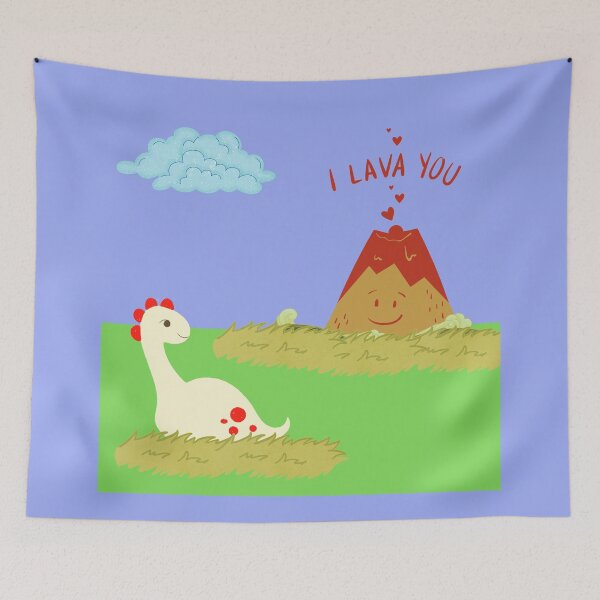 Item preview, Cute Funny Dinosaur And Volcano I Lava You designed and sold by H3designs.