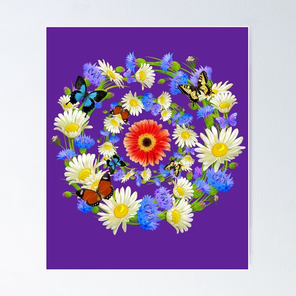 Item preview,   Beautiful Multicolors Flowers And Butterflies designed and sold by BhavyaBathla.