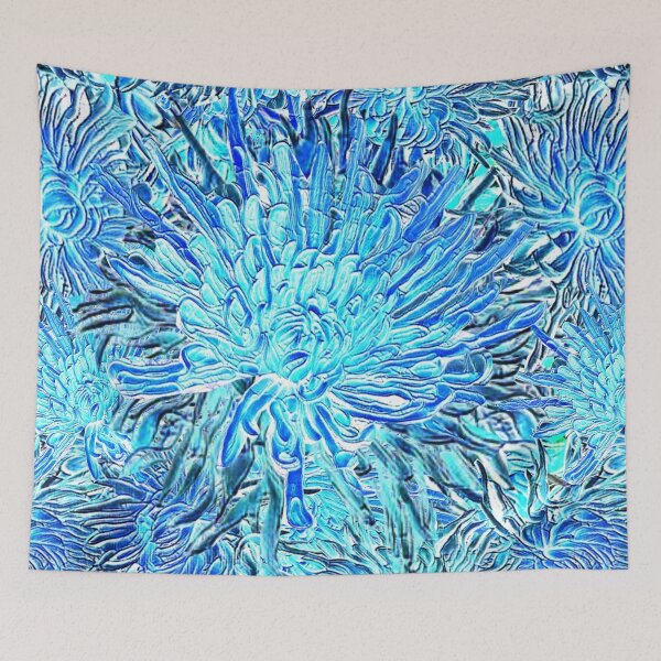 Item preview, chrysanthemum, bouquet, sky blue, color trend of the year, endless pattern designed and sold by Maria Mihailova.