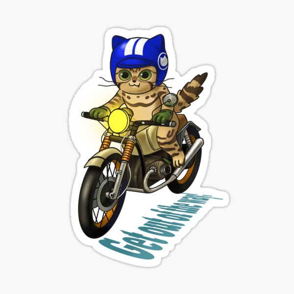 Cat Riding Motorcycle Stickers for Sale Redbubble
