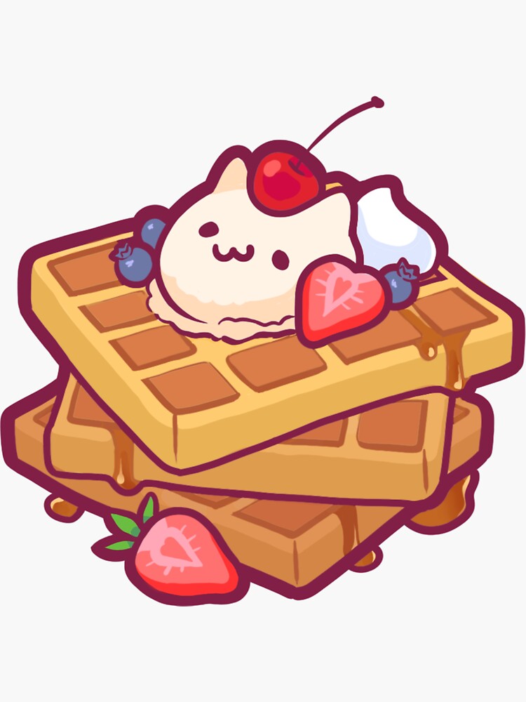 "Waffle Cat" Sticker by skullsonym Redbubble