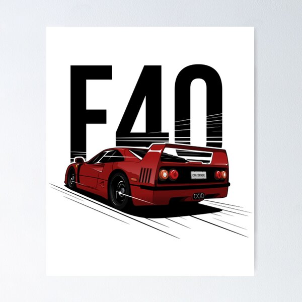 Ferrari F40 white modern style poster desings minimalistic home decor ideas  gift idea for kids