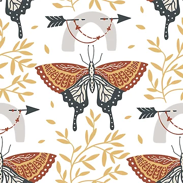 Artwork thumbnail, Red And Black Butterfly Pattern by Patternsonly
