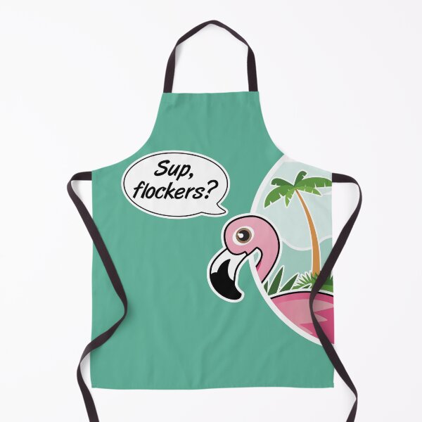 Item preview, Sup, flockers? funny pink flamingo tropical scene designed and sold by Happy Puppy Print On Demand.