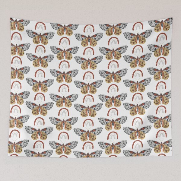 Item preview, Rainbow with butterfly white background designed and sold by Patternsonly.