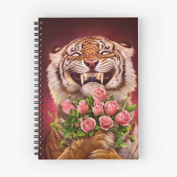 Item preview, Smiling (shy) Tiger - holding bouquet (rose) designed and sold by tutuart.