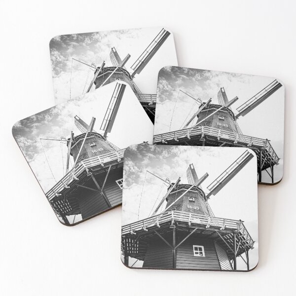 Item preview, Original authentic Dutch windmill in The Netherlands, black and white fine art photo designed and sold by Diana van Neck.