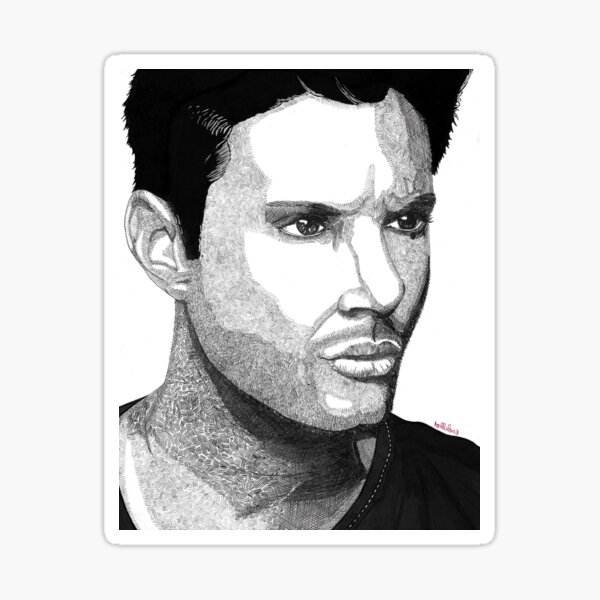 Item preview, Jensen Ackles cross-hatching print  designed and sold by tallula03.