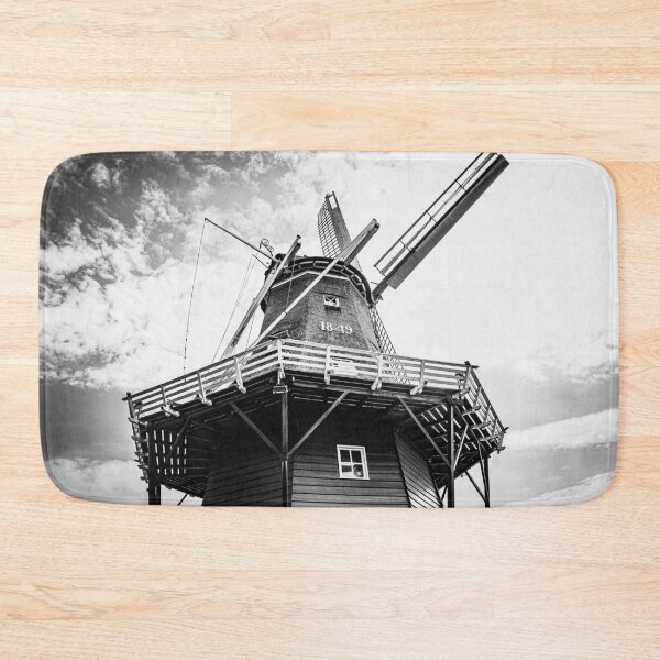 Item preview, Original authentic Dutch windmill in The Netherlands, black and white fine art photo designed and sold by Diana van Neck.