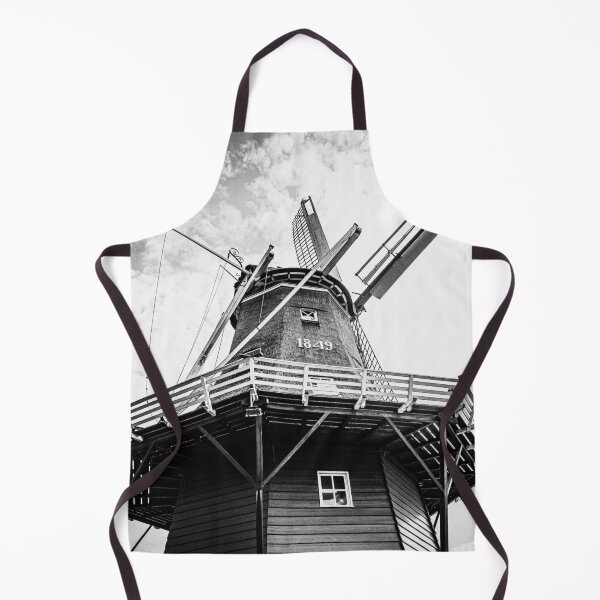 Item preview, Original authentic Dutch windmill in The Netherlands, black and white fine art photo designed and sold by Diana van Neck.