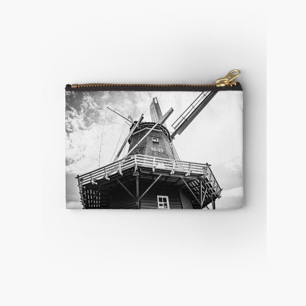 Item preview, Original authentic Dutch windmill in The Netherlands, black and white fine art photo designed and sold by Diana van Neck.