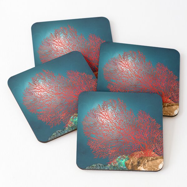Item preview, Red Fan Coral Underwater Landscape designed and sold by k9printart.