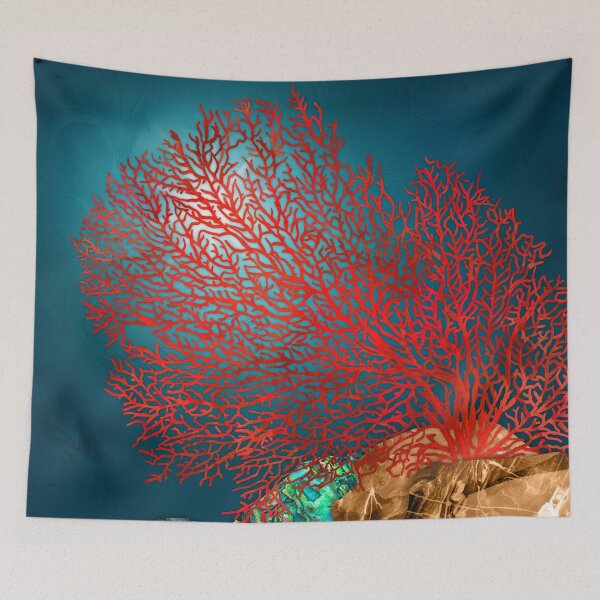 Item preview, Red Fan Coral Underwater Landscape designed and sold by k9printart.