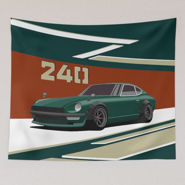 Item preview, 240Z green illustration designed and sold by ElseWorldDesign.