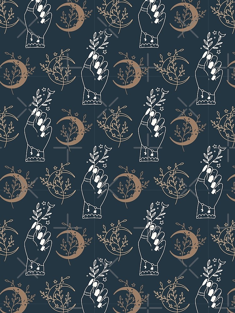 Thumbnail 3 von 3, Tuch, Alamy Mystical Woman Hand Celestial Seamless Boho Pattern designt und verkauft von Patternsonly.