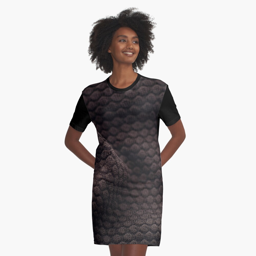 Brown Fabric Texture Graphic T-Shirt Dress