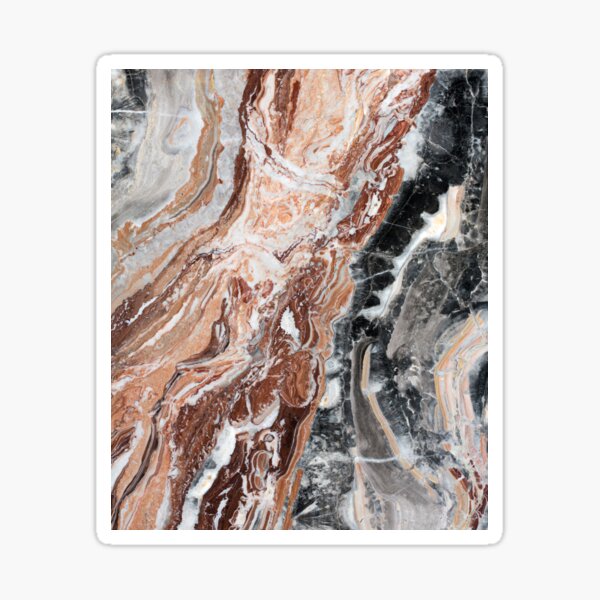 Black brown and white marble pattern art - neutral modern minimalist beautiful stylish natural rock marbled patterns Sticker