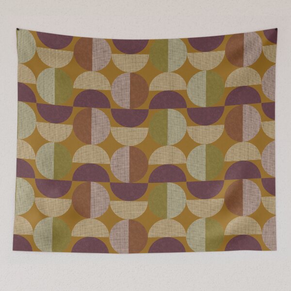 Item preview, Textured Mid-century Circles No.10 Ochre Purple Orange designed and sold by QuestingPixel.