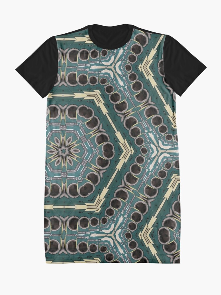 Alternate view of Blue Hexagonal Texture Graphic T-Shirt Dress