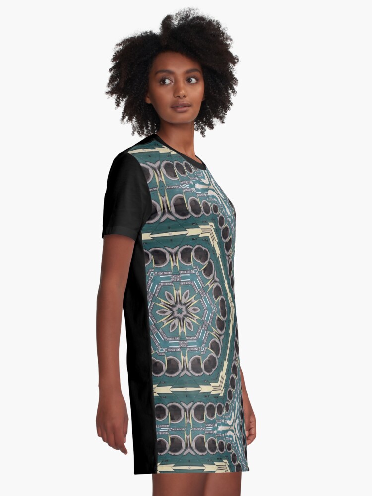 Alternate view of Blue Hexagonal Texture Graphic T-Shirt Dress