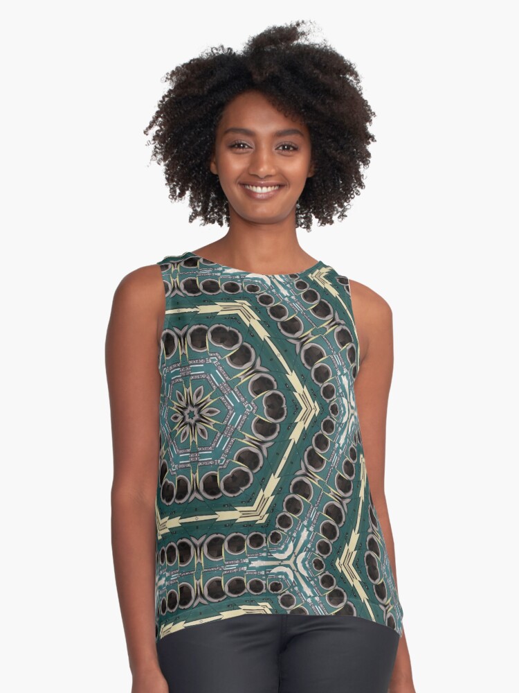 Thumbnail 1 of 6, Sleeveless Top, Blue Hexagonal Texture designed and sold by Claudiocmb.