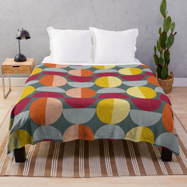 Item preview, Textured Mid-century Circles No.10 Blue Red Orange Yellow designed and sold by QuestingPixel.