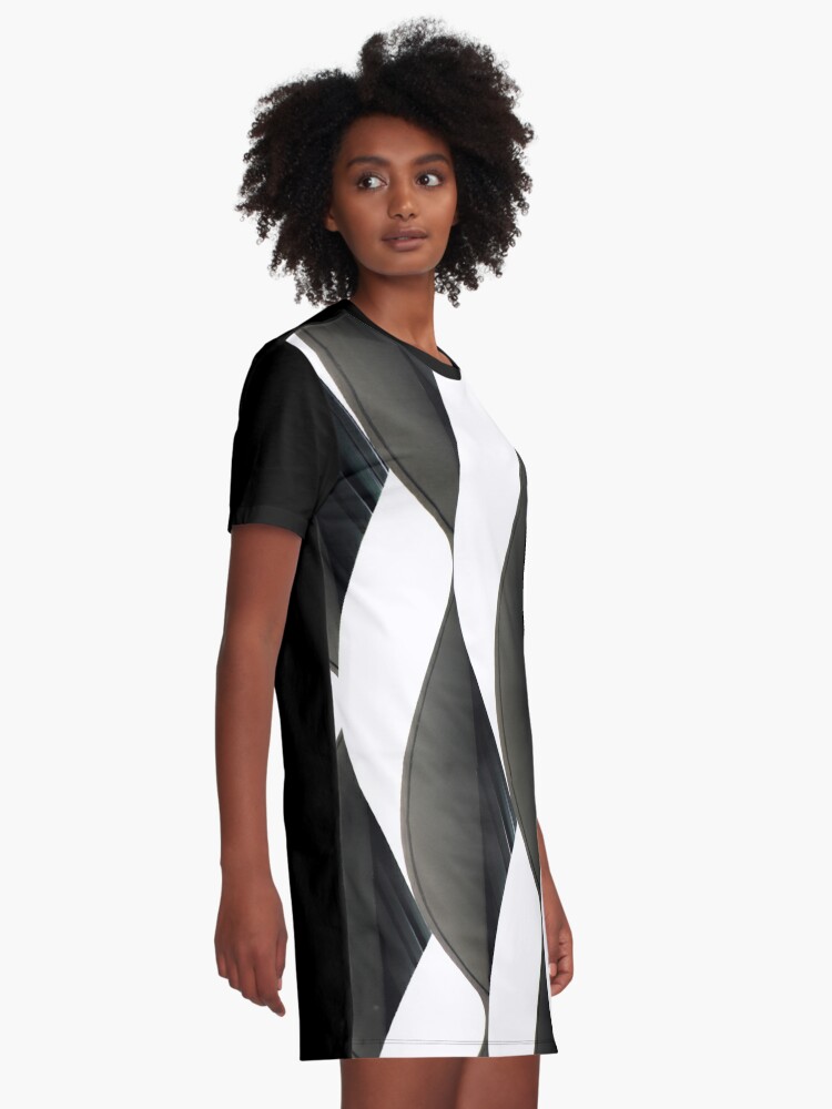 Alternate view of Black and White Fabric Graphic T-Shirt Dress