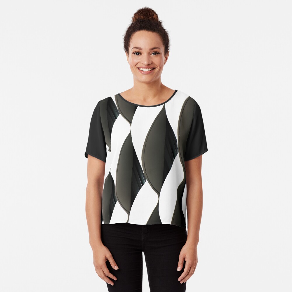 Black and White Fabric Chiffon Top
