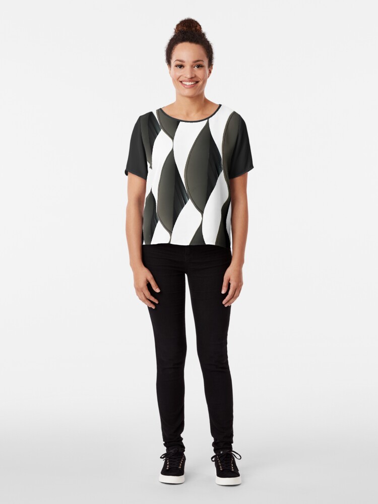 Alternate view of Black and White Fabric Chiffon Top