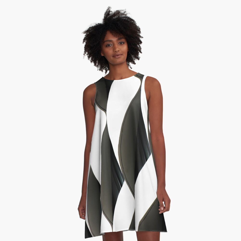 Black and White Fabric A-Line Dress