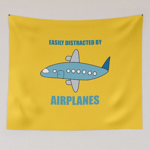 Item preview, Easily Distracted By Airplanes hand drawn present for aviation enthusiast. designed and sold by Kipcio.