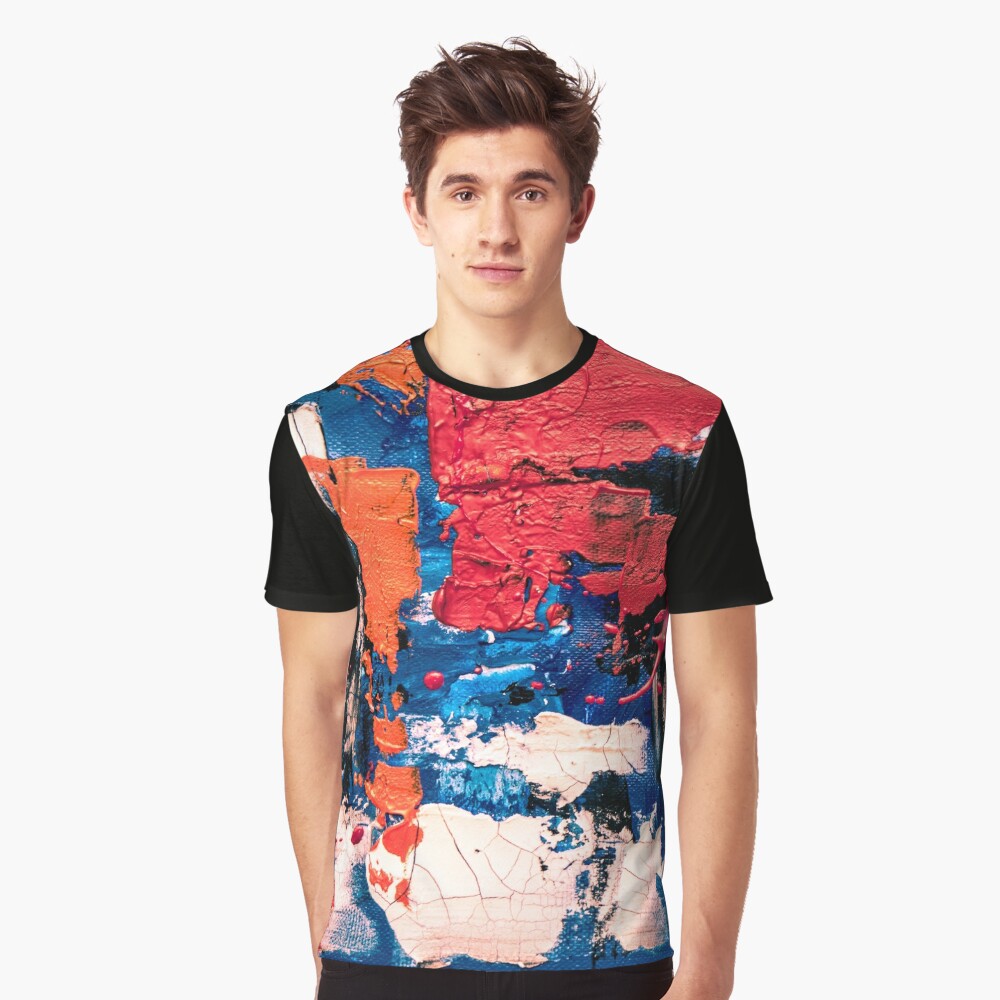 Abstract Painting with Red Tendency Graphic T-Shirt