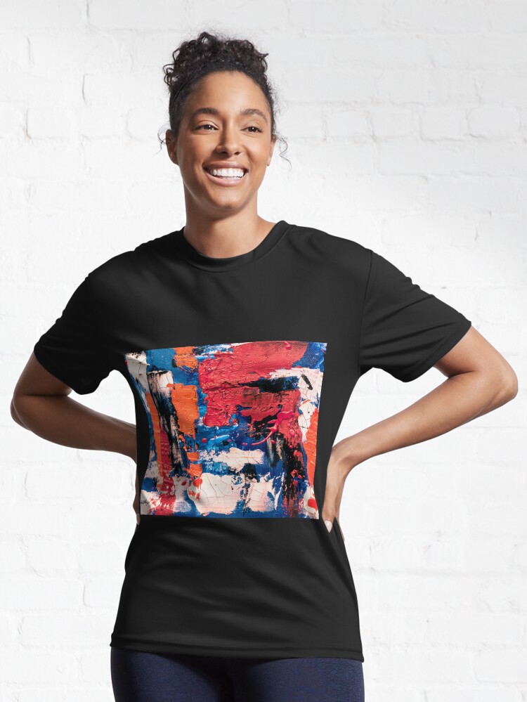 Alternate view of Abstract Painting with Red Tendency Active T-Shirt