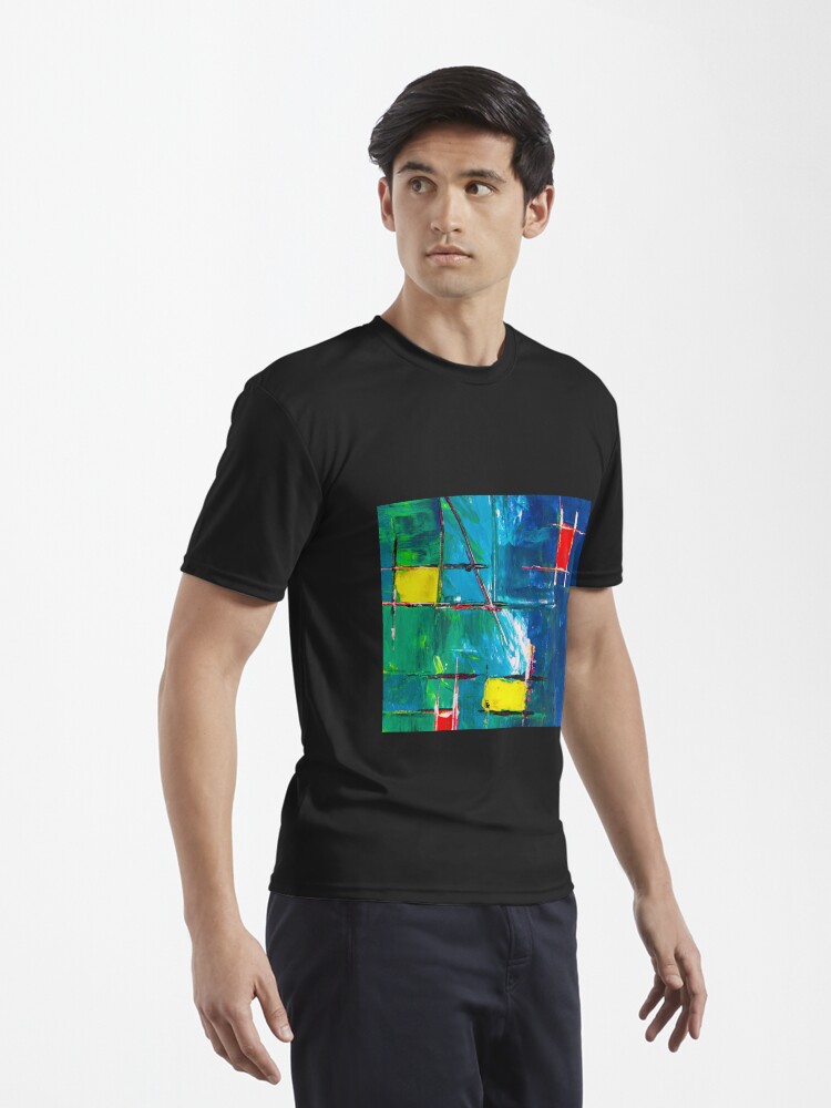 Thumbnail 3 of 7, Active T-Shirt, Abstract Painting with Blue Tendency designed and sold by Claudiocmb.