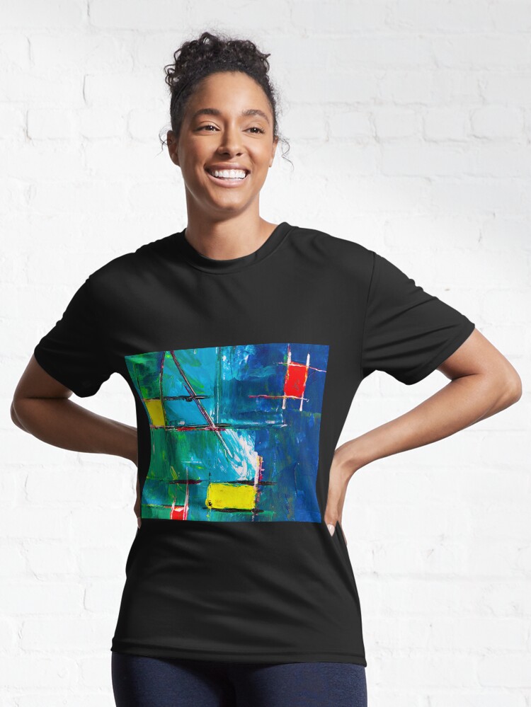 Alternate view of Abstract Painting with Blue Tendency Active T-Shirt
