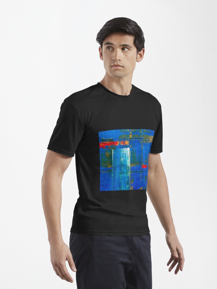 Alternate view of Abstract Painting with Blue Tendency Active T-Shirt