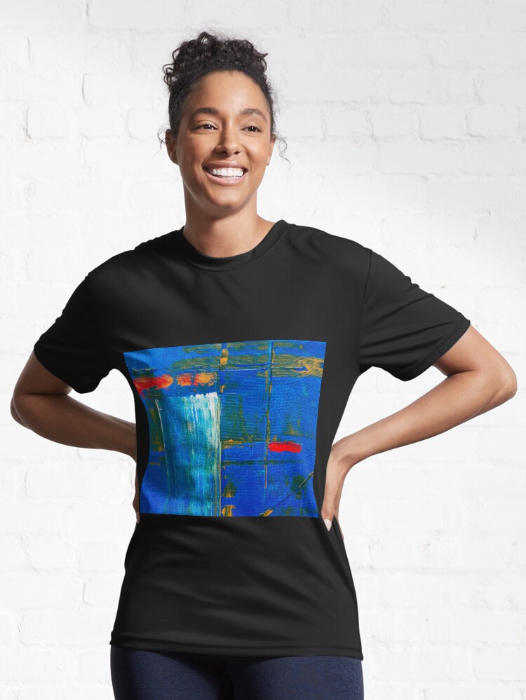 Alternate view of Abstract Painting with Blue Tendency Active T-Shirt