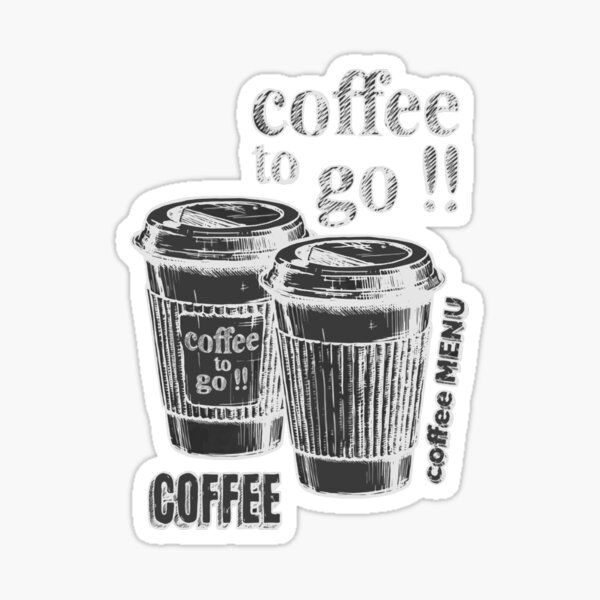 Item preview, Coffee To Go!! with 2 Reusable Coffee Cups Line Sketch Art designed and sold by WearWolfDesigns.