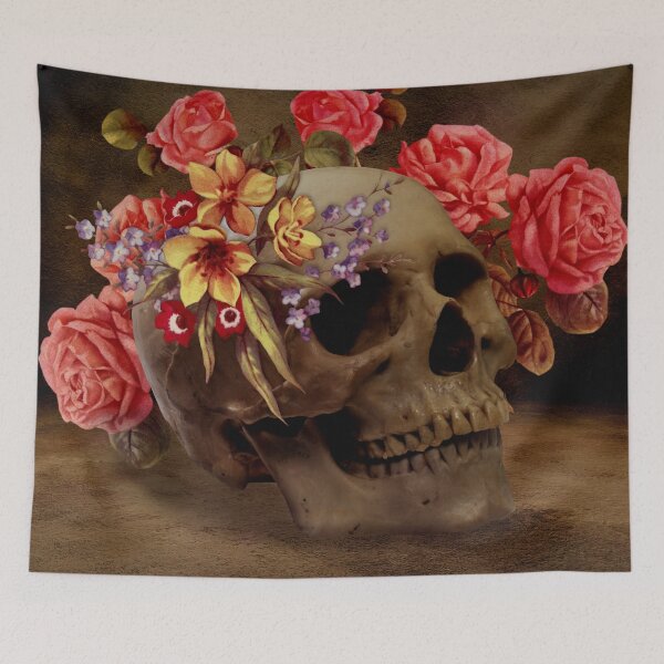 Item preview, Skull and Flowers - Digital Collage designed and sold by DoggoTankDesign.