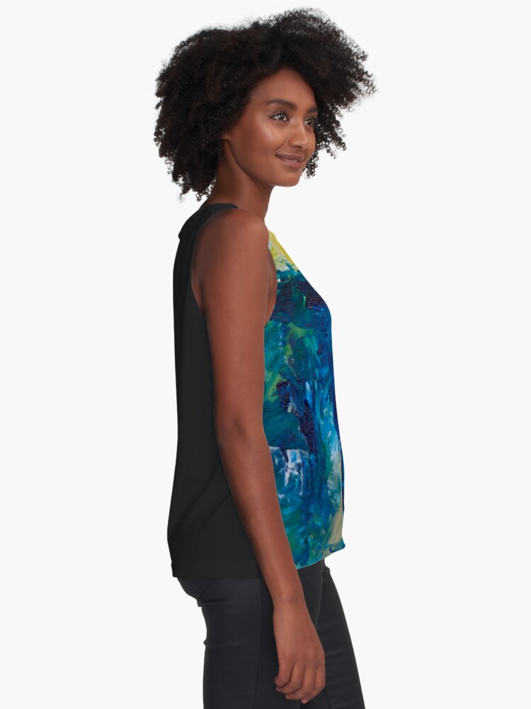 Alternate view of Abstract Painting with Blue Tendency Sleeveless Top