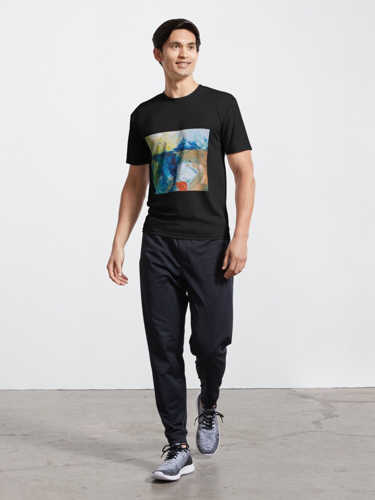 Alternate view of Abstract Painting with Blue Tendency Active T-Shirt
