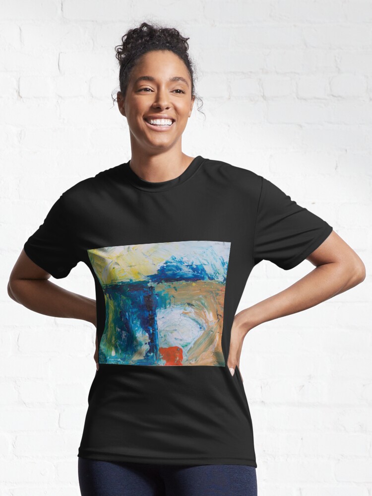 Alternate view of Abstract Painting with Blue Tendency Active T-Shirt