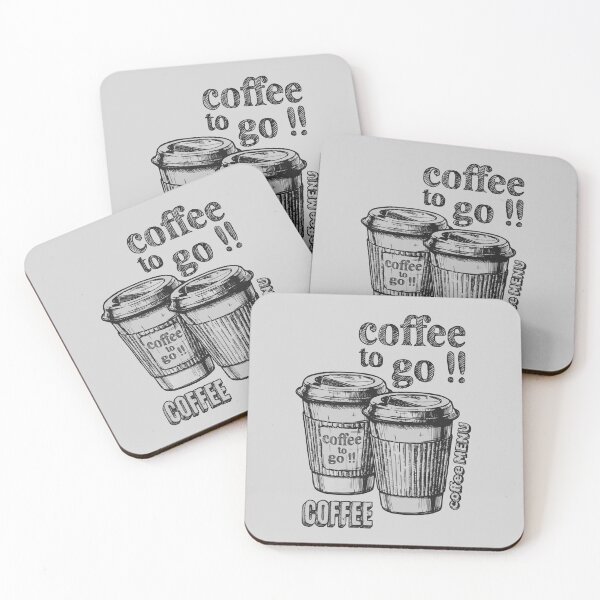 Item preview, Coffee To Go!! with 2 Reusable Coffee Cups Line Sketch Art designed and sold by WearWolfDesigns.