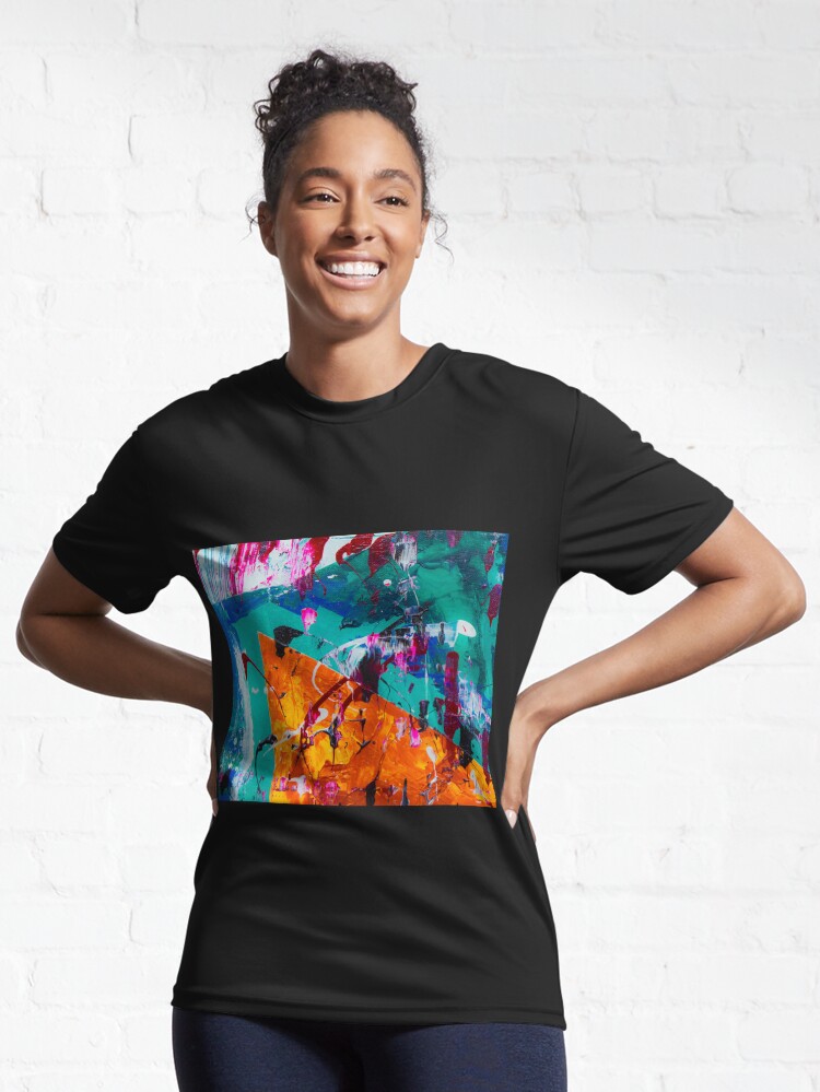 Alternate view of Abstract Painting with Green Tendency Active T-Shirt