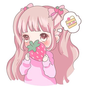 Kawaii Anime Chibi - Strawberry lover Sticker